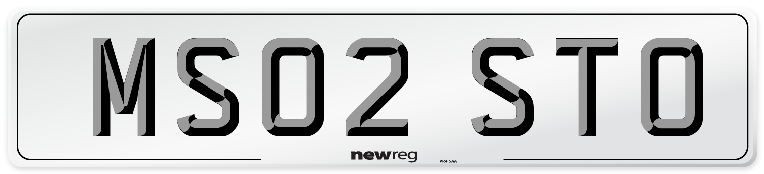 MS02 STO Number Plate from New Reg